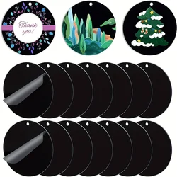 10/30PCS Round Acrylic Keychain Blanks Black Acrylic Ornament Blanks with Hole for DIY Projects Crafts Christmas Decor