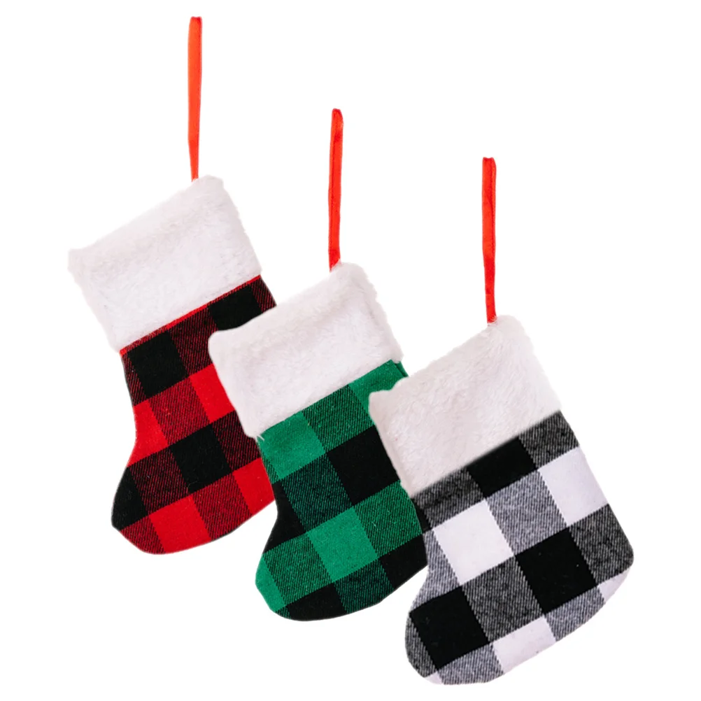 

6Pcs Christmas Stocking Xmas Tree Hanging Gift Socks Decorative Xmas Candy Bags Holiday Decoration Gift Bag Christmas Stocking