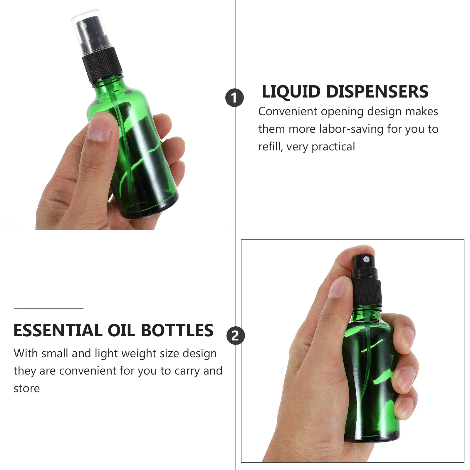 

6Pcs Essential Oil Bottles Glass Sub Bottles Portable Travel Storage Leak-Proof Refillable Spray Liquid Dispensers