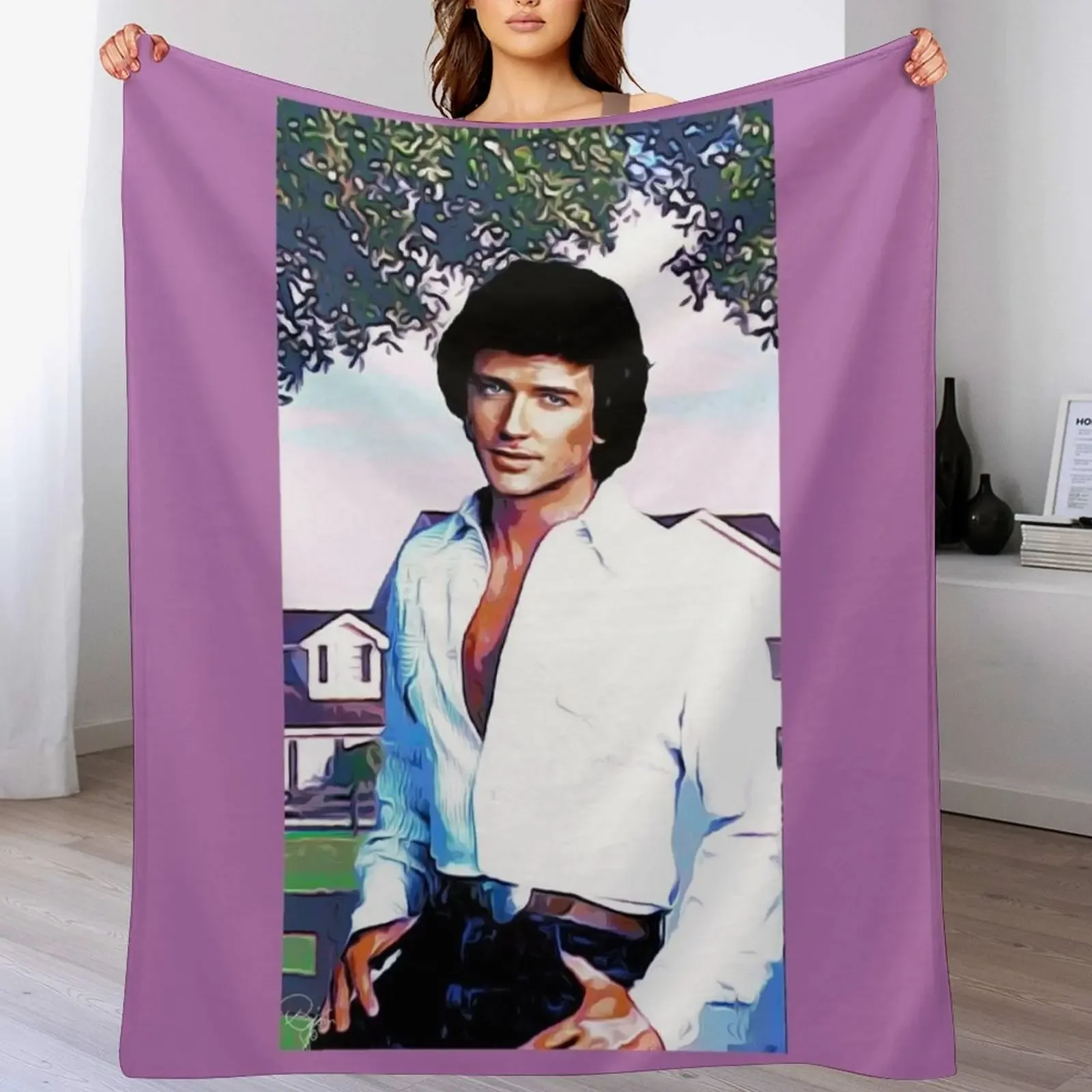 

BOBBY EWING - DALLAS Throw Blanket Comforter Flannel Fabric Hair Thin Blankets