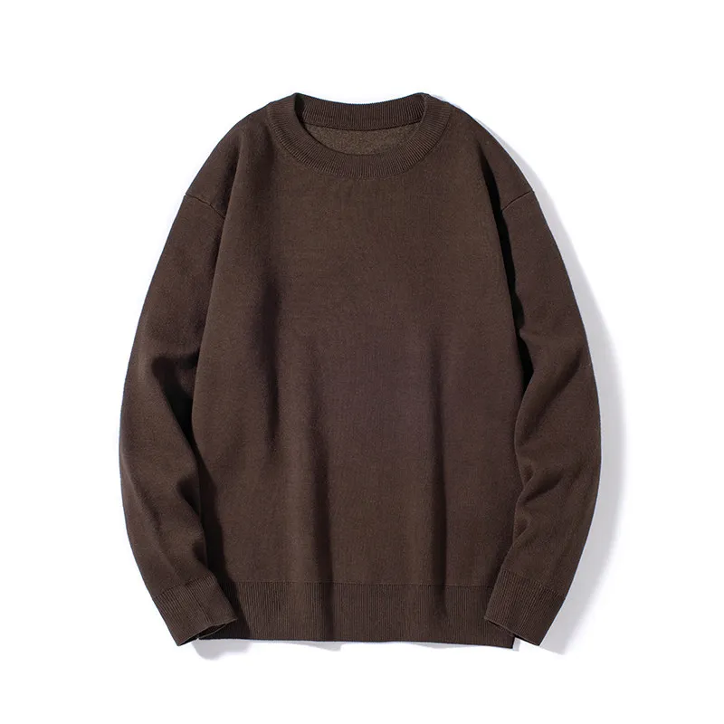 

Pure Cotton Heavyweight Warm Color Men's Knitwear Base Layer Casual Sle Long Sve round Ne Top for Autumn