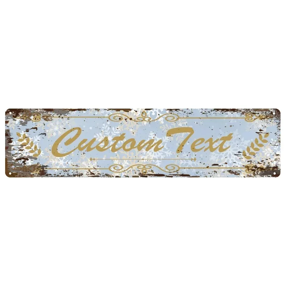 CIFbuy 2D Flat Custom Golden Snowflake Metal Sign, Personalized Text Plaque, Wall Decor