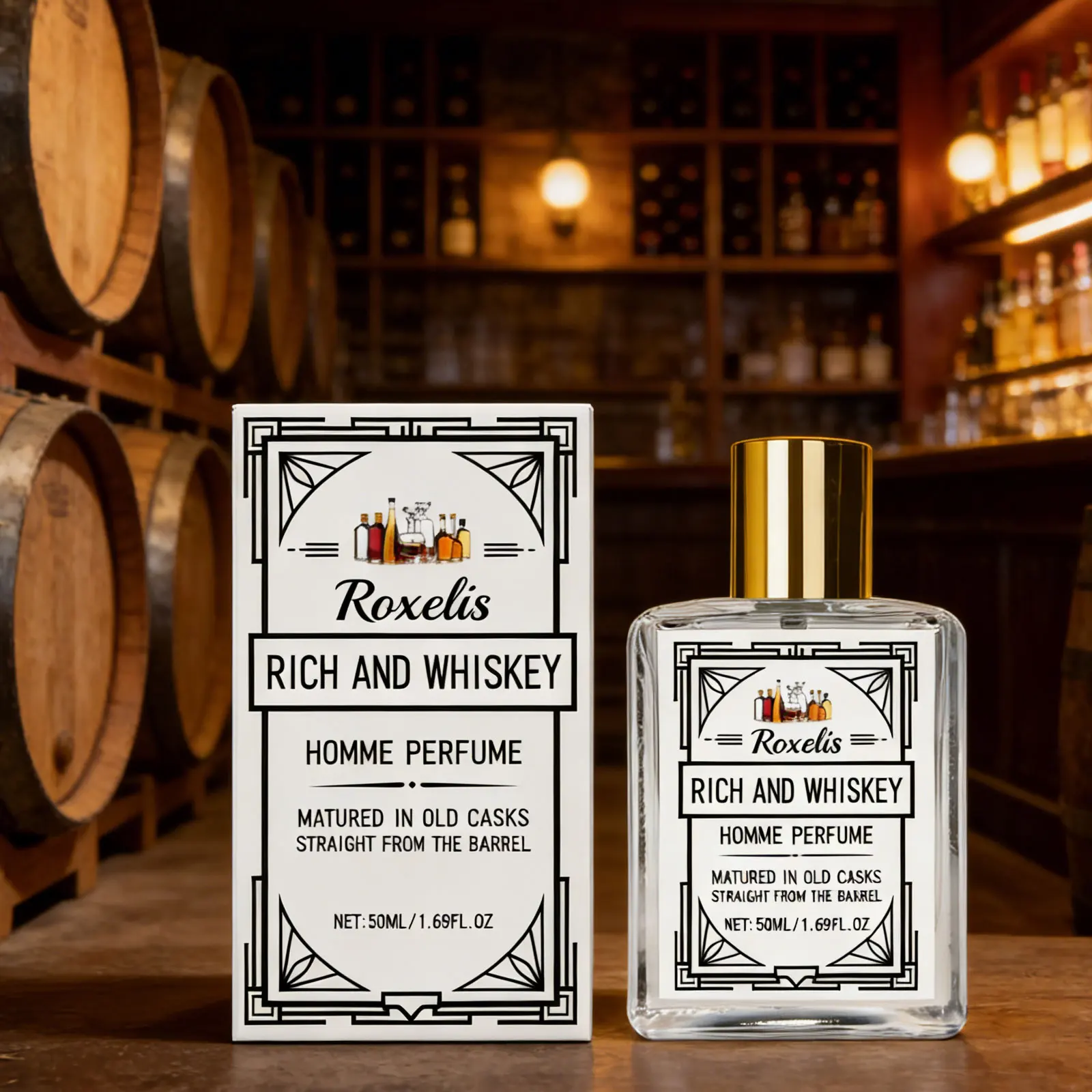 Whiskey Homme Eau De Parfum, Aroma Amaderado Fresco y Duradero, Fragancia Elegante para Caballero, Suave, No Irritante, Premium, Encantador