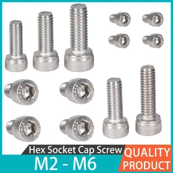 304 Stainless Steel Allen Bolts Threaded Hexagon Screw Hex Socket Cap Head Screws Metalworking 6mm-40mm DIN912 M2 M3 M4 M5 M6