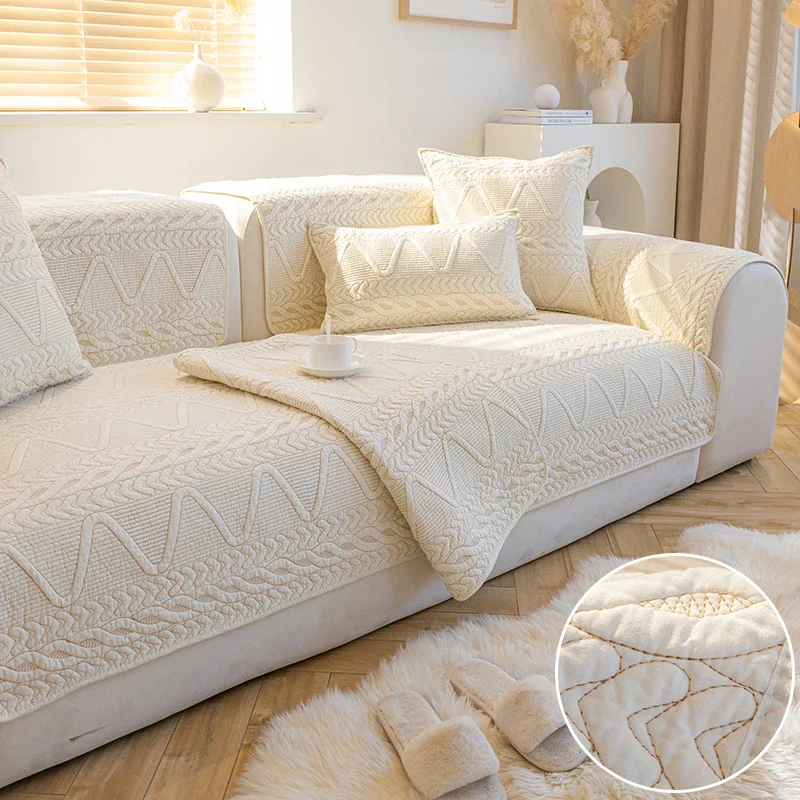 Thick Quilted Sofa Cover High Quality Non-Slip Cotton Sofa Cushion Sofa Towel Nordic Couch Covers Home Living Room Decoration