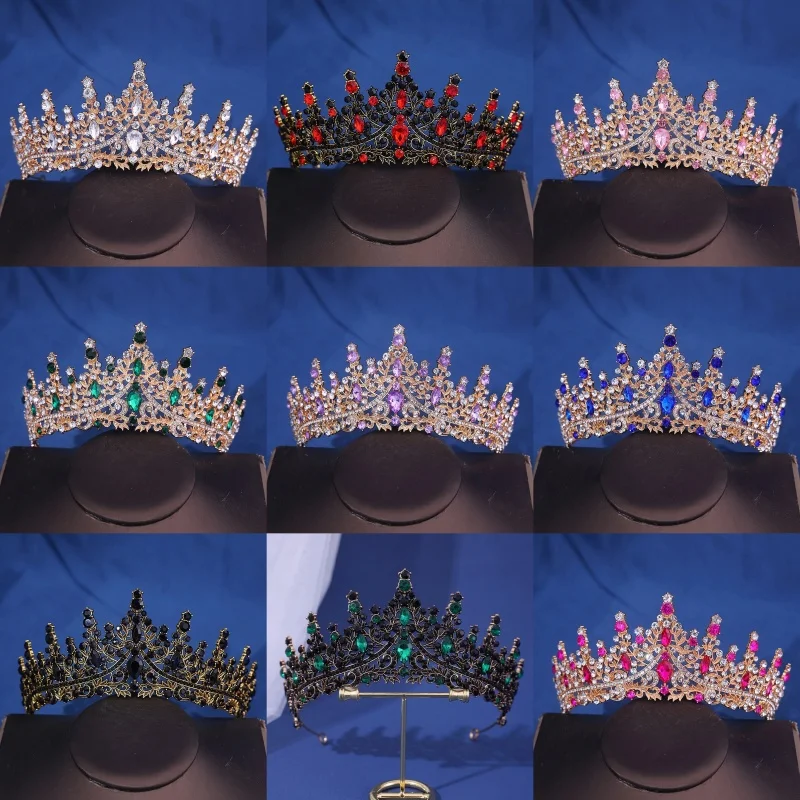 Baroque Crystal Tiaras And Crowns Rhinestone Prom Diadem Headband Bridal Wedding Hair Accessories Jewelry Crown Tiara For Women