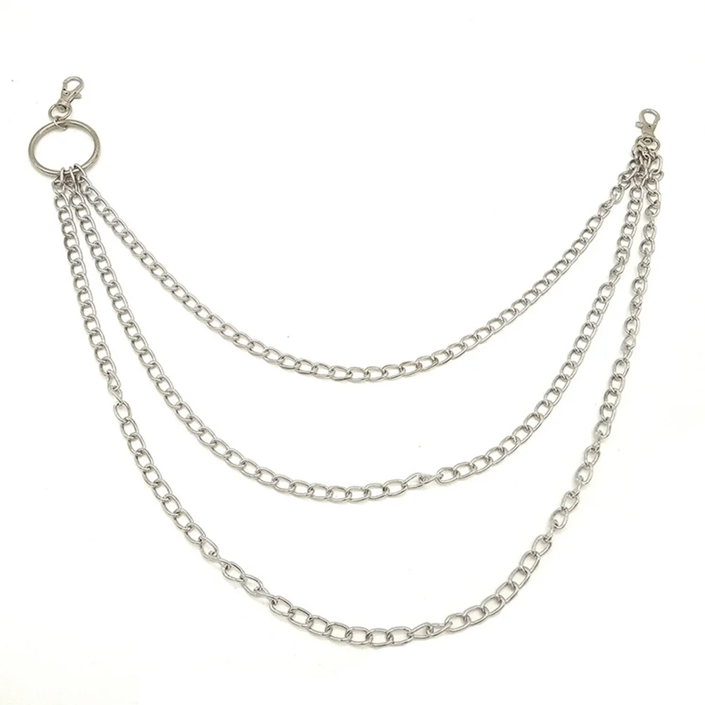 

1pc Punk Trousers Keychain 3-Layer Metal Waist Chain For Jeans Gothic Unisex Accessory Pocket Chain For Pants