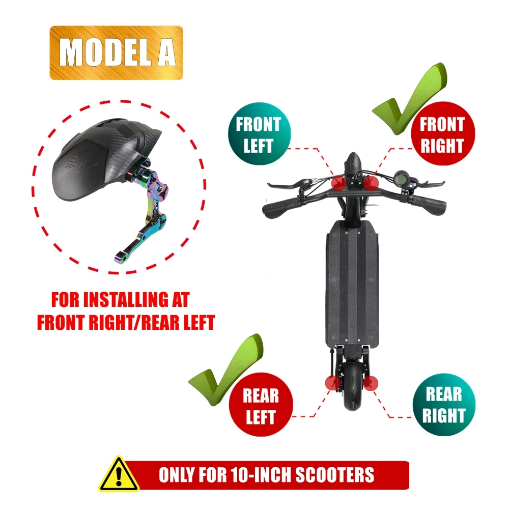 Model A Universal Single Arm Mudguard for 10-Inch Electric Scooter VSETT 10 MUKUTA ZERO 10X KAABO Mantis DUALTRON TEVERUN Fender