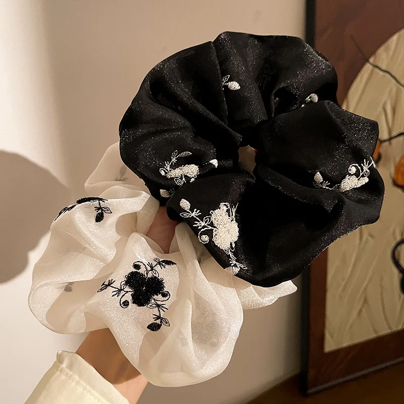 1 قطعة حلقة الشعر المطرزة زهرة الراقية شريط مرن إكسسوارات الشعر لتزيين ذيل الحصان