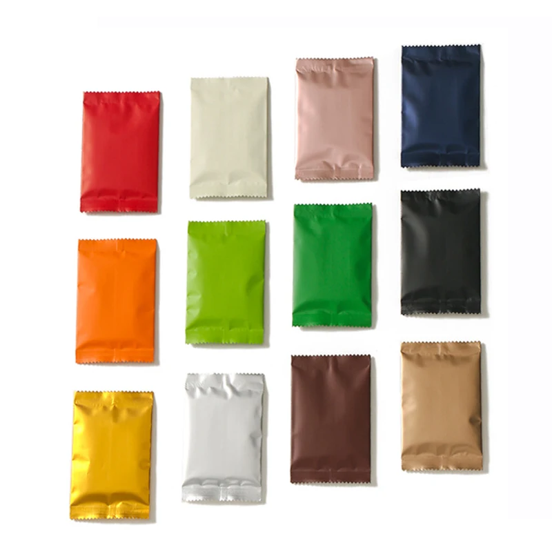 Mała otwarta górna folia aluminiowa piłokształtna torba do pakowania zgrzewanie cukier w proszku kawa orzech herbata cukierki woreczki do przechowywania 100 sztuk 3-5g