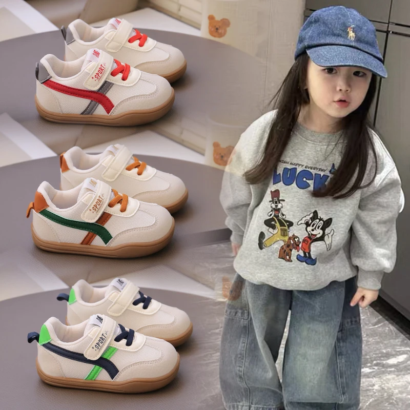 

Детская прогулочная обувь для детей 1-8 лет, синие дышащие повседневные туфли для мальчиков и девочек, красные нескользящие детские кроссовки с мягкой подошвой