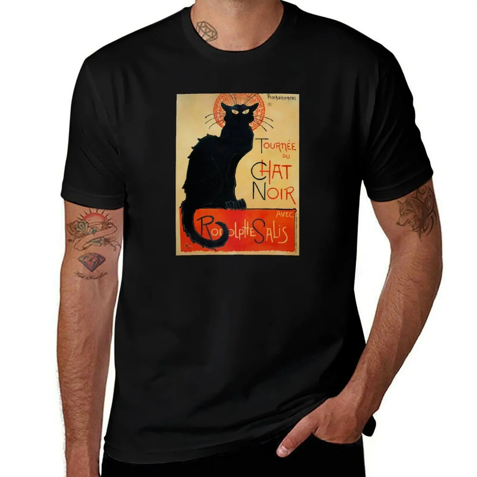 

Tournee du Chat Noir by Théophile Steinlen Vintage French Advertising Poster T-Shirt t shirts for man cotton soft