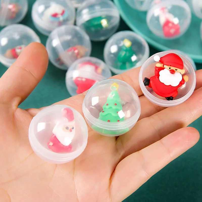 Christmas theme 32MM Fun Mixed Surprise transparent Capsule Egg Toy Kids Birthday Party Favors Christmas Gifts