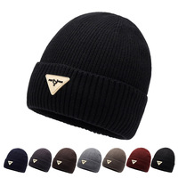 New Men Keep Warm Label Beanies Hat Autumn Winter Fleece-lined Women Casual Wool Caps Hundred Take Thicken Knitted Cycling Hats