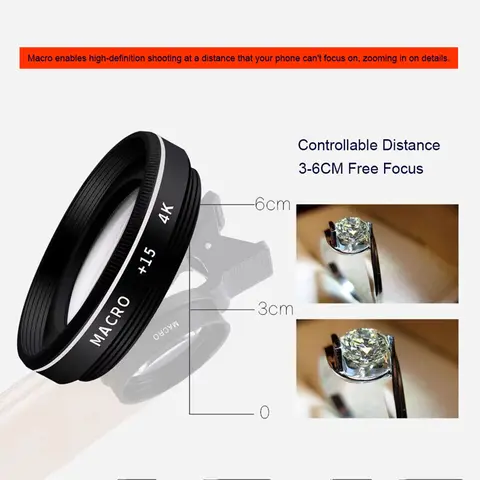 37MM 15X makroobjektiv 4K HD professionell fotografering telefonkameraobjektiv för ögonfransar diamantsmycken 30X makroobjektiv för smartphone 8 best sales Sony Ericsson W300 - №2