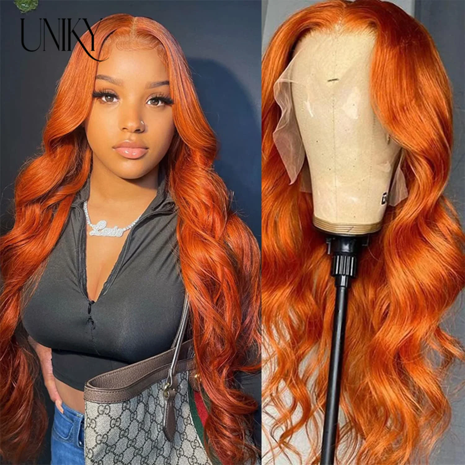 30 Inch Ginger Orange Body Wave Lace Frontal Wig HD 13x4 Lace Front Wig Glueless 13x4 Lace Wigs Brazilians Human Hair For Women