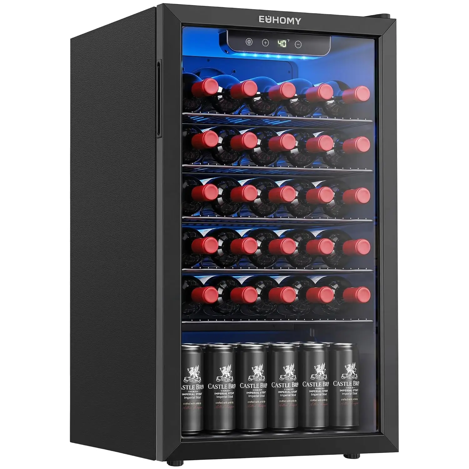 125 Can Beverage Cooler with Glass Door for Soda Beer Wine, Mini Fridge with Shelves for Home Office Bar, Black, Customized