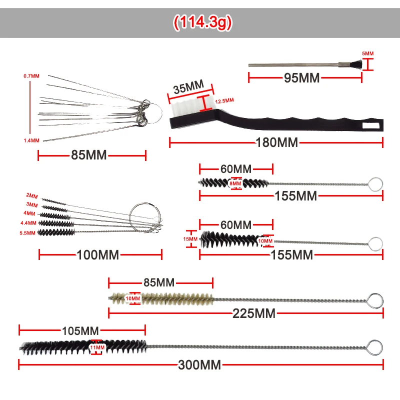 17 Pcs Multi-Purpose Spray Gun Cleaning Kit with Nylon and Mini Brushes for Clean Airbrush Nozzles Spray Guns Tattoo Equipment