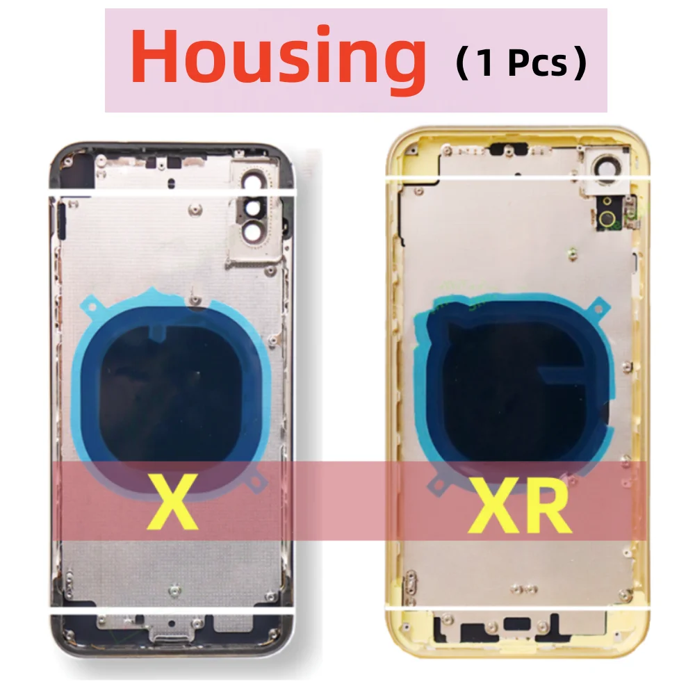 Battery Back Housing Back Cover + Mid Chassis Frame +SIM Tray+Side Key  XR Case Replaced For iPhone X XR Xs Xsmax shell