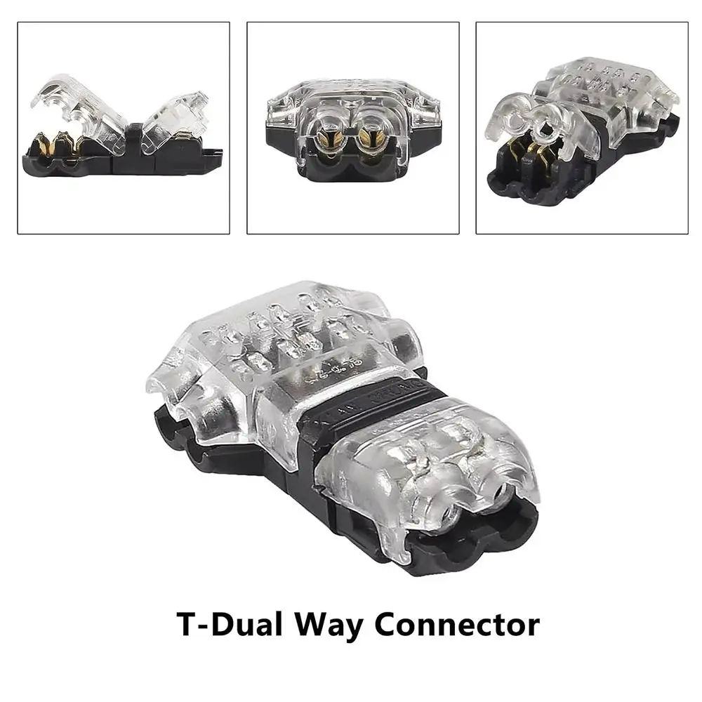 1/5Pcs T Type Pluggable Wire Connector 2 Pin Quick Splice Electrical Cable Crimp Low Voltage No Stripping Terminal Clamp