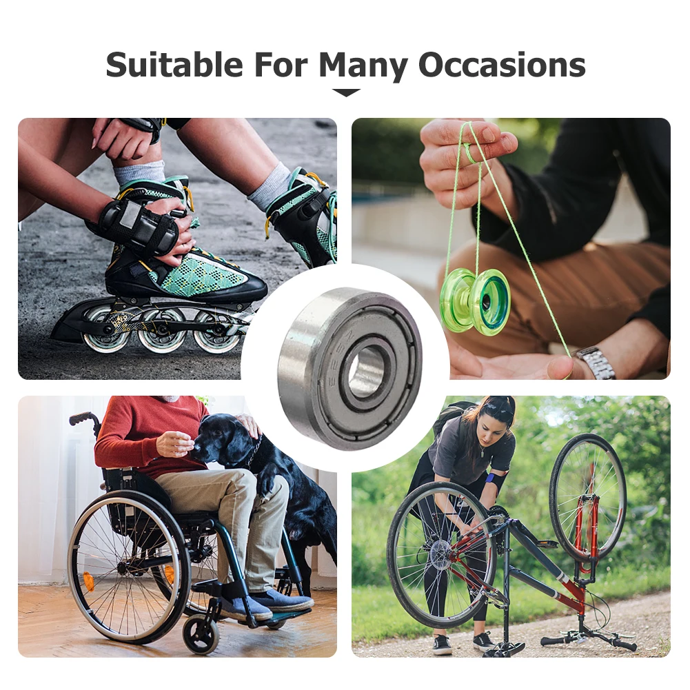 Rolamento pequeno silencioso 5x16x5mm 625zz, rolamento de esferas pequeno com sulco profundo, mini rolamento de esferas de aço carbono para skate e scooter com 10 peças