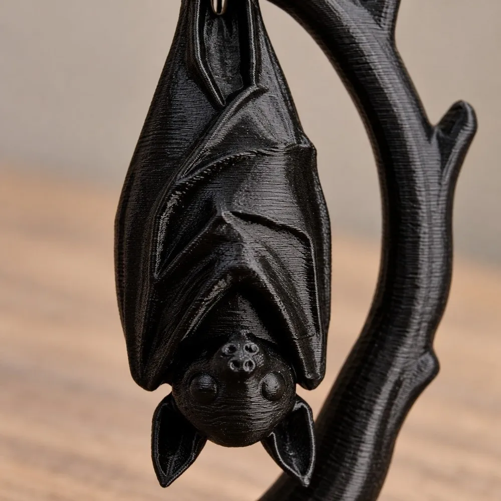 3D Printed Halloween Bat Figurine Ornament PLA Craft Desk Display Gothic Sculpture Tabletop Decor Hanging Bat Branch Statue