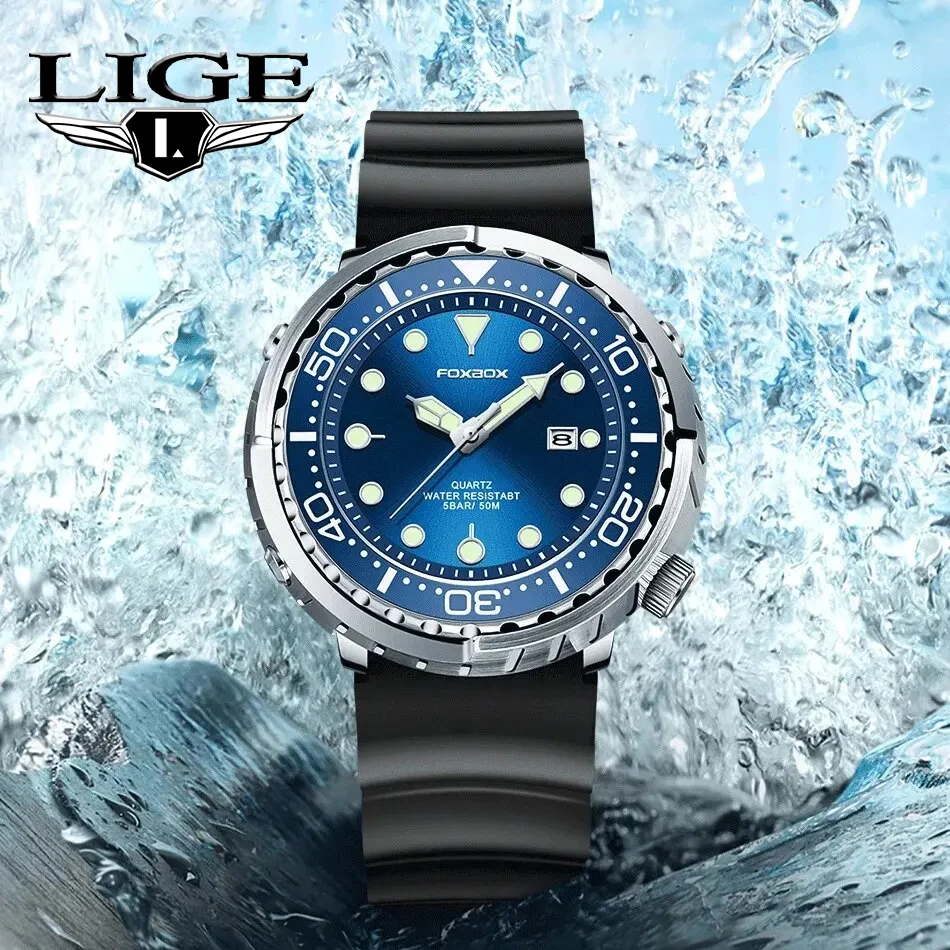 

LIGE Chronograph Luxury Watch For Man Military Sport Men Quartz Watches Waterproof Luminous Date Wristwatch Male Clock Reloj+Box