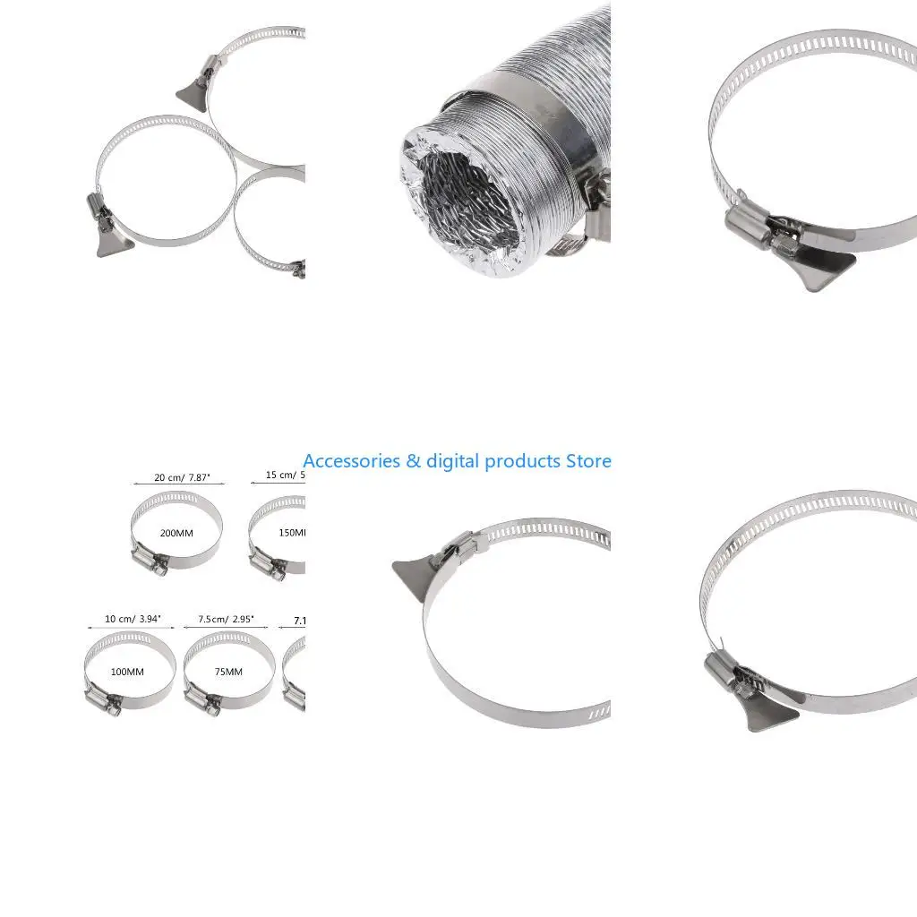 77JD 50/75/100/150/200mm Stainless Steel Adjustable Drive Hose Clamps  Line Clip
