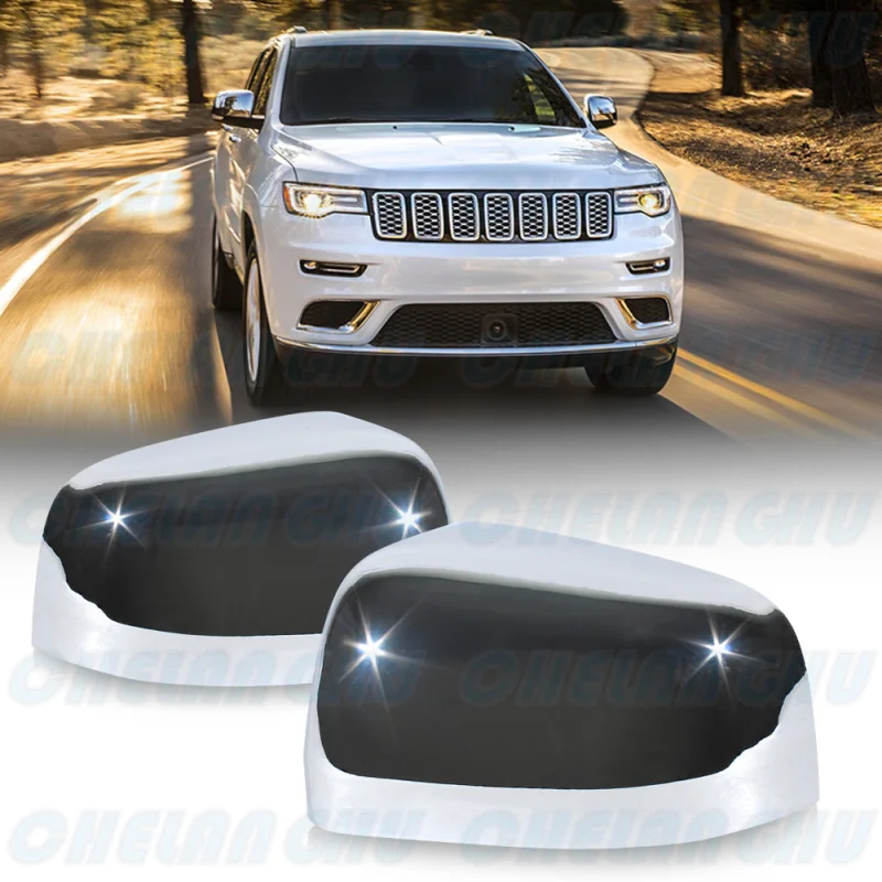 For Jeep Grand Cherokee/Dodge Durango 2011 2012 2013 2014 2015 2016 2017 2018 2019 1 Pair Chrome Rear Mirror Housing Cover