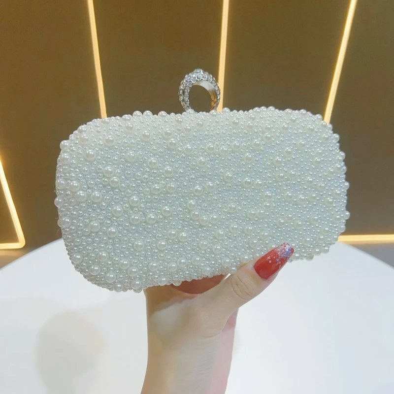 

Simple Design Wedding Pearl Clutch Women's Cheongsam Handbag Vintage Beaded Rhinestone Evening Bags Elegant Ladies Party Purse