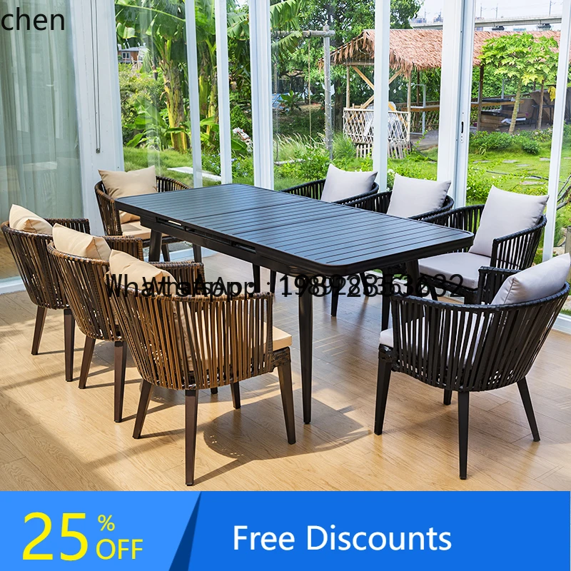 T2-27   Outdoor Table and Chair Courtyard Outdoor Terrace Garden Rattan Chair Leisure Combination Waterproof and Sunscreen