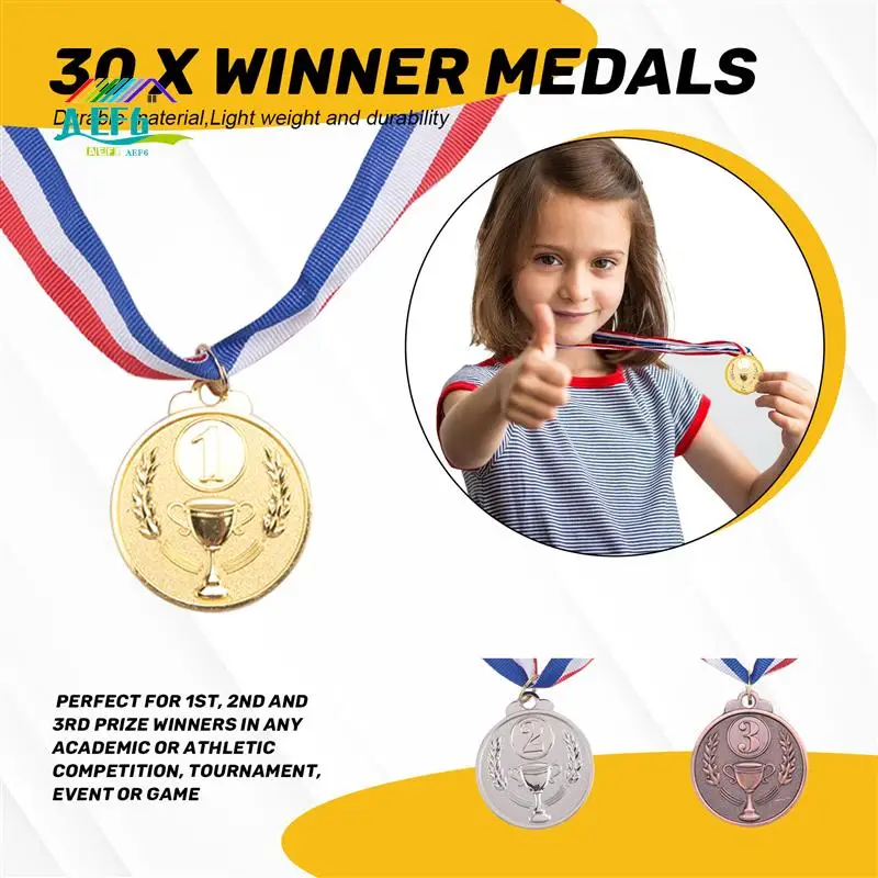 

AEF6-30Pcs Наградные медали Золото Серебро Бронза Медали победителя Награды 1St 2Nd 3Rd Призы для соревнований