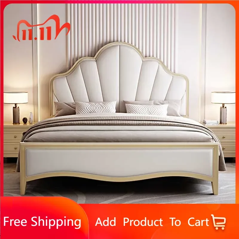 

Queen Size Royal Bed Bases European Luxury Villa Multifunctional Modern Twin Bed Frame Safe Sleeping Camas De Casal Furniture