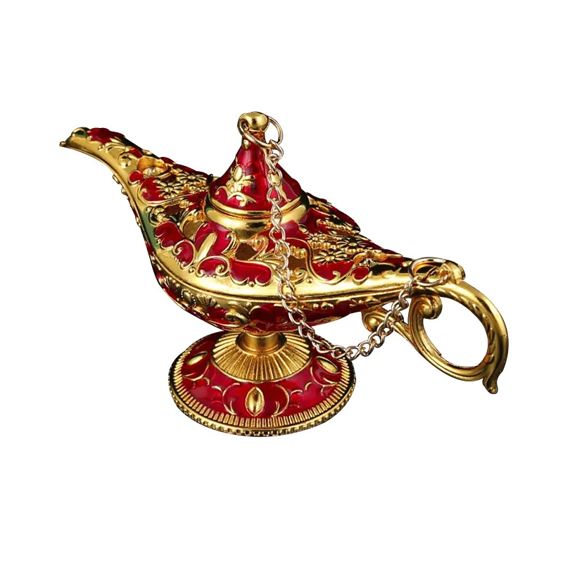 Vintage Legend Aladdin God Lamp Decorative Statue Retro Magic Wishing Light Home Metal Tabletop Decor Crafts Brinquedos Gift Toy