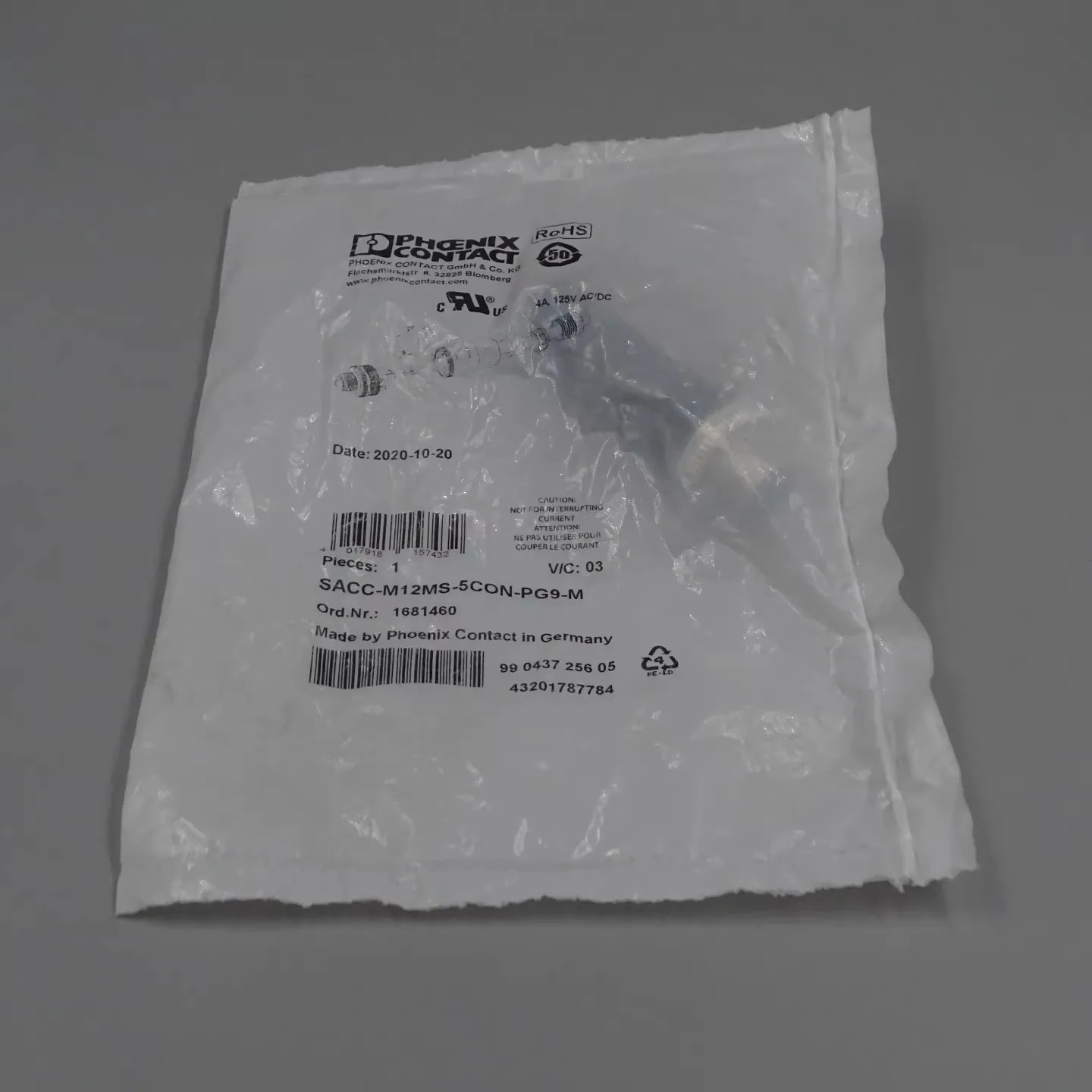 

Совершенно новый оригинальный разъем датчика 1681460 SACC-M12MS-5CON-PG9-M