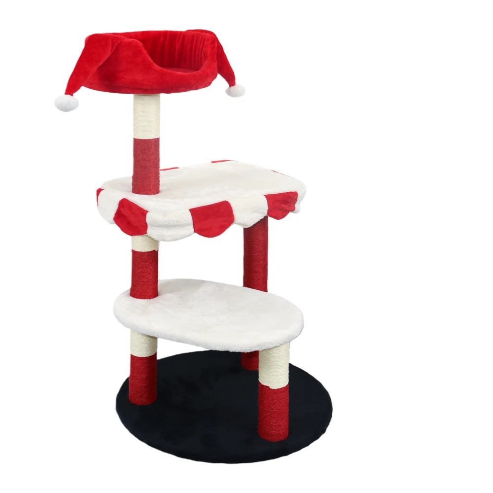 

Red & White Multi-Level Cat Tree: Cozy Perch, Scratching Posts for Cats to Climb Rest & Play