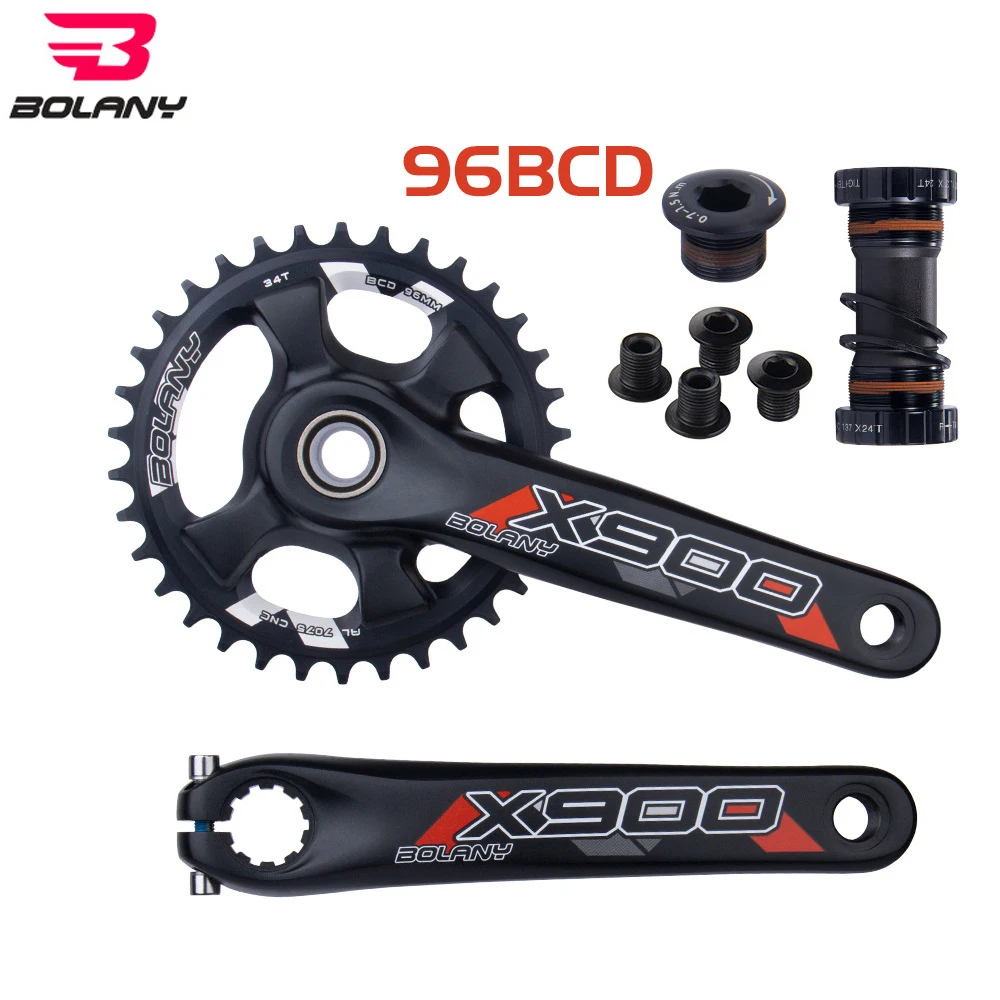 

Bolany Mountain Bike Hollow One-piece Crank Single Disc 170mm Aluminum Alloy Crank 34/36T Positive and Negative ToothSingle Disc