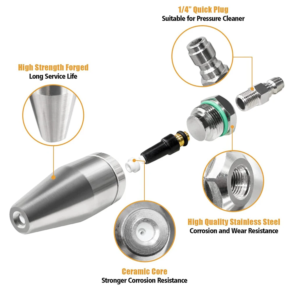 JUNGLEFLASH Turbo Nozzle Pressure Washer Tips for Hot and Cold Water Rotating Nozzle 7250 PSI 1/4 Inch Quick Connect Orifice 3.0