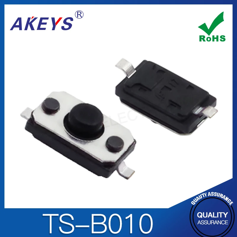15pcs TS-B010 Touch Switch 2-pin vertical patch 4 * 6 black round head button micro 3.6 * 6.2 Small Button