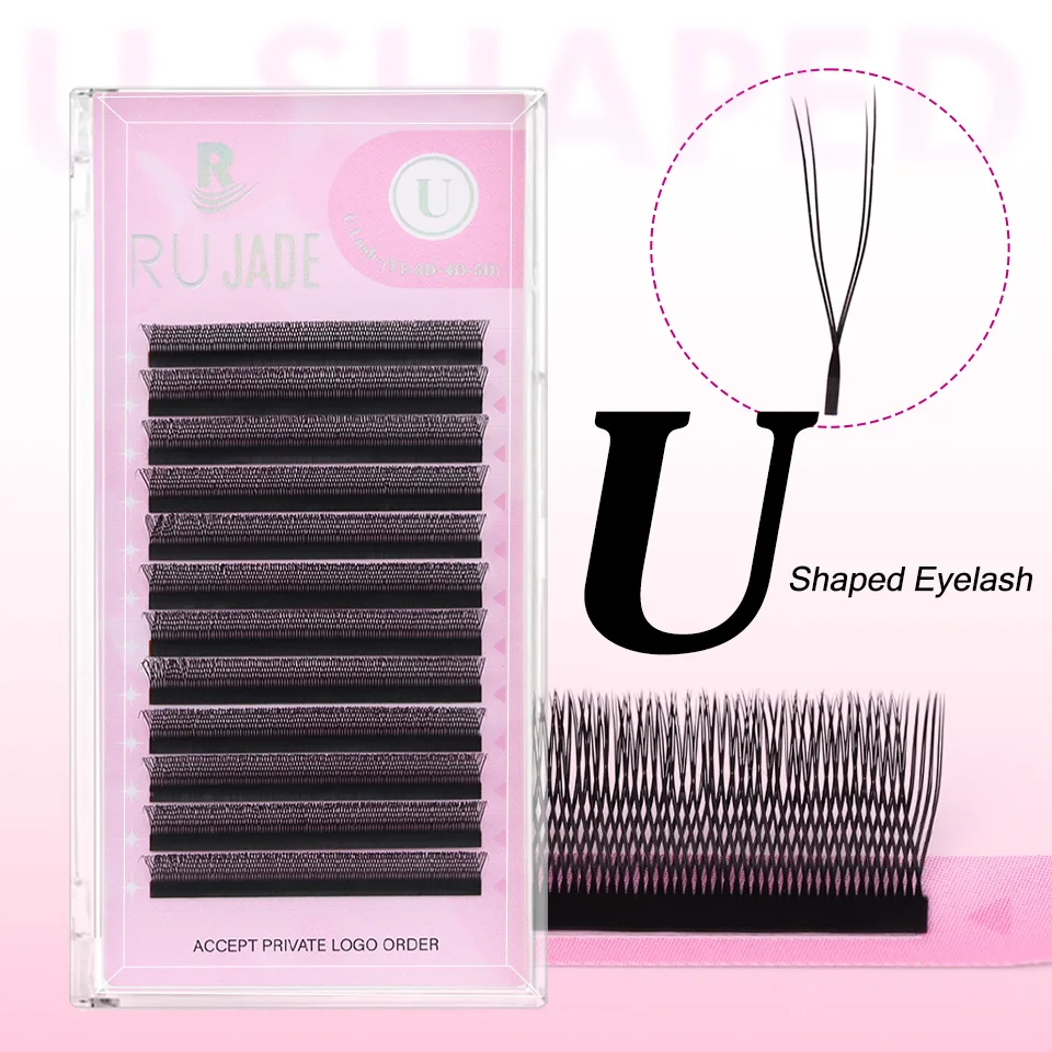 RUJADE Neue U-förmige 3D 4D 5D Wimpernverlängerung U-förmige Wimpern W Bloom Vorgefertigte Fächerwimpern Leichte flauschige Nerz-Kunstwimpern – Detail 6