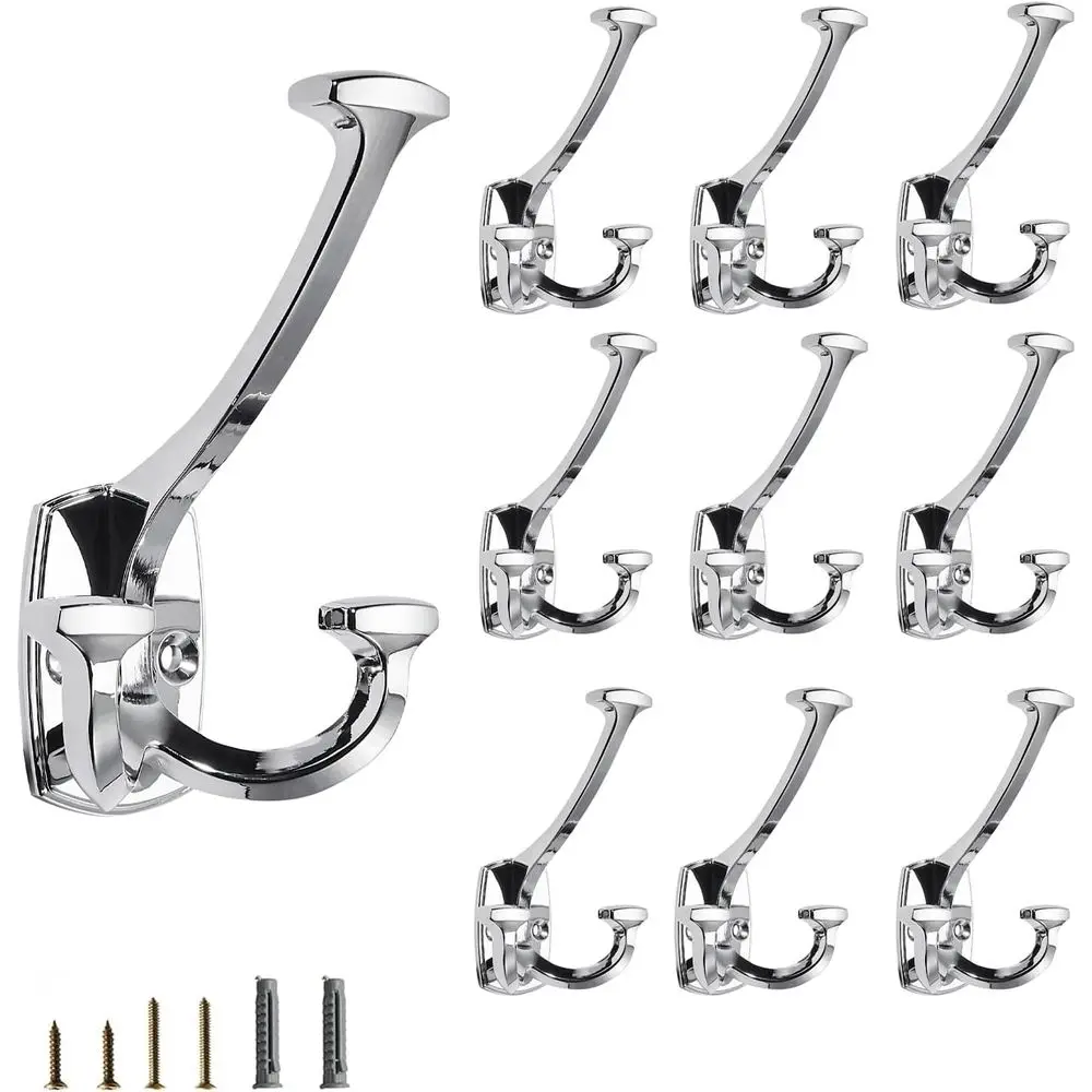 

Большие настенные двусторонние крючки для одежды и полотенец повышенной прочности - набор из 10 прочных декоративных крючков для дома и ванной комнаты