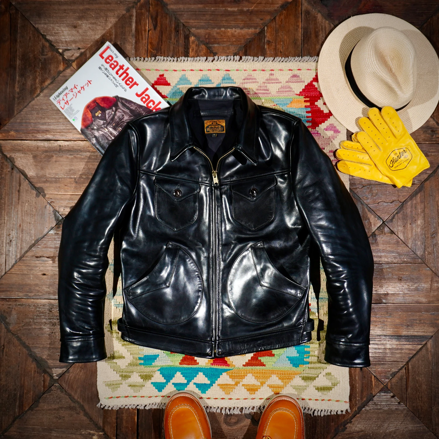 

Tailor Brando1.5mm Full Grain Batik Horsehide Mendoza Classic Short Men's Slim Genuine Leather Jacket