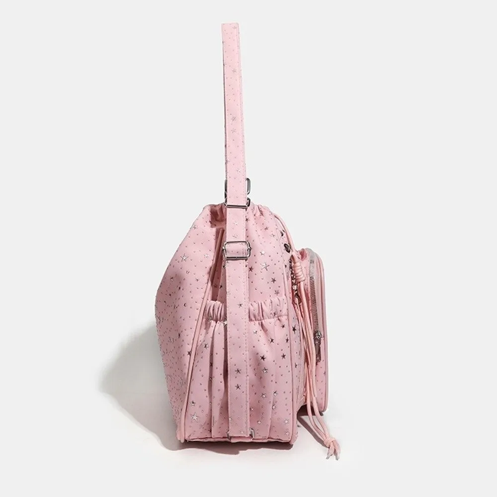 

Kawaii Large-Capacity Student Backpack Stars Print Clear Pentagram Backpack Drawstring Double-Shoulder Bag Junior High School
