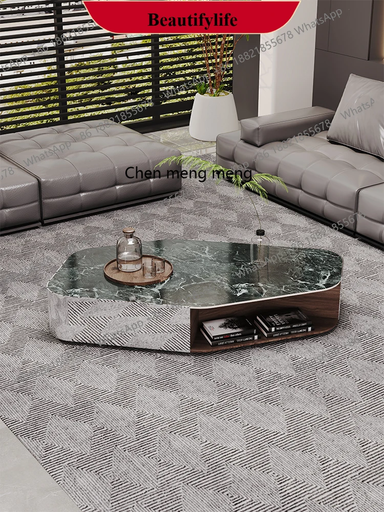 

Italian minimalist rock slab coffee table, high-end artistic rectangular coffee table living room simple coffee table