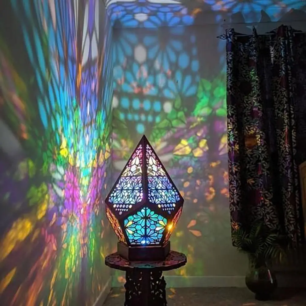 Creative Colorful Bohemian Floor Projection Lamp Waterproof Glowing LED Projection Light USB 3D Night Lights Home - Image 3