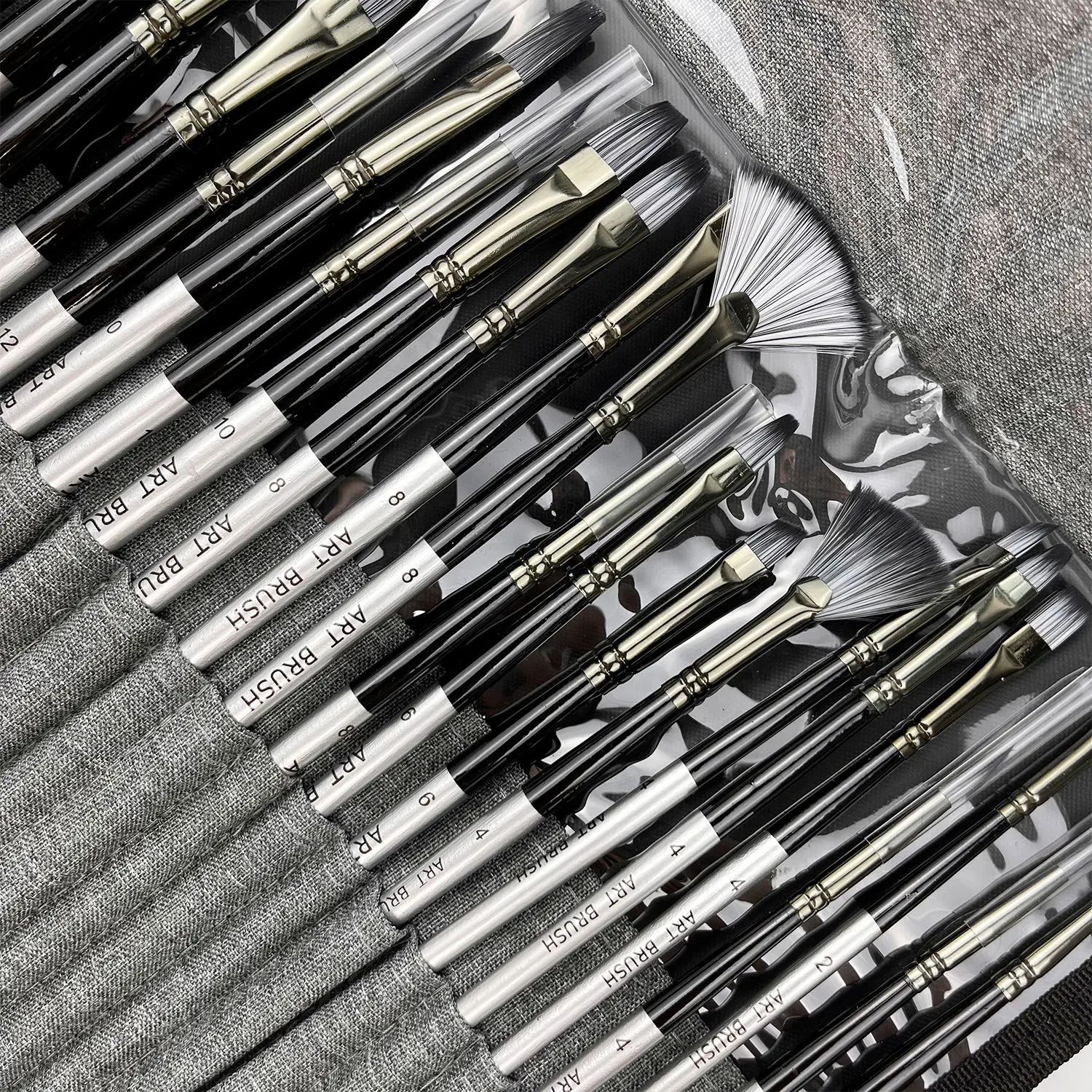 مجموعة فرش طلاء فنية احترافية مكونة من 24 قطعة - فرش مسطحة ومستديرة ومروحة وتفاصيل مع شعيرات ناعمة ممتازة، خشبية #4