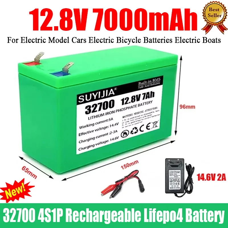 New 12.8V 7000mAh 32700 4S1P Lifepo4 Battery Pack for Electric Boats and Uninterruptible Power Supplies with 4S 40A Balanced BMS