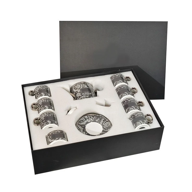 

European high-value light luxury gray baroque coffee set British afternoon tea tea set gift box
