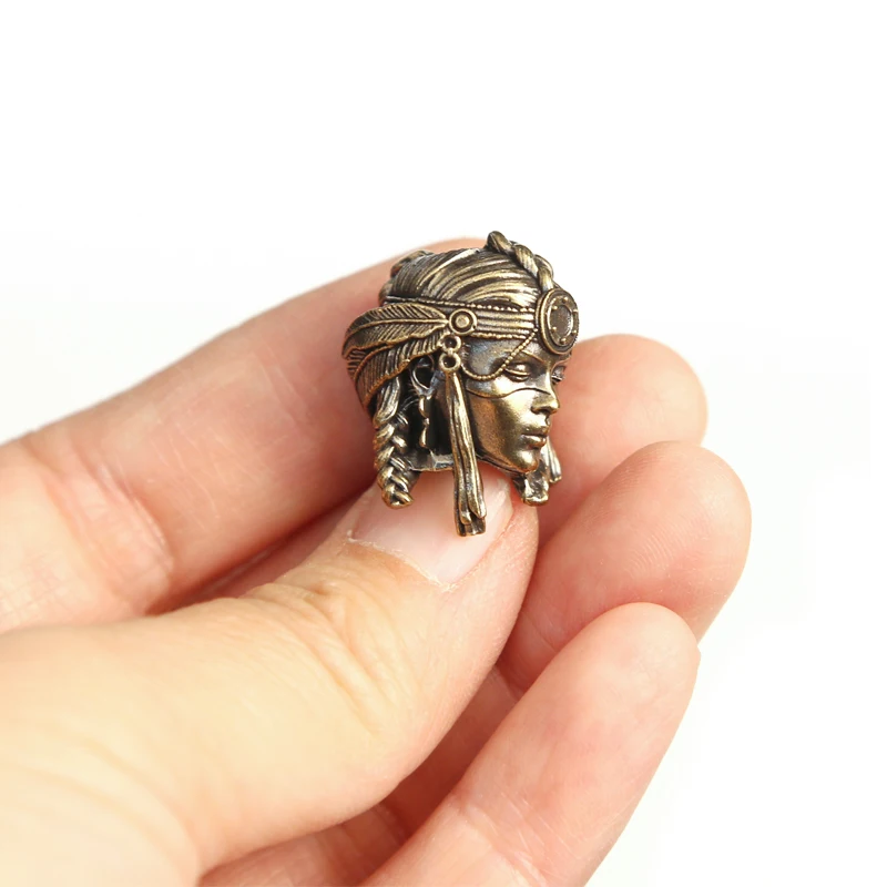 Tribe Female Warrior Brass Knife Bead EDC DIY Paracord Woven Bracelets Lanyard Pendants Accessories Outdoor Tool Hangings Charms