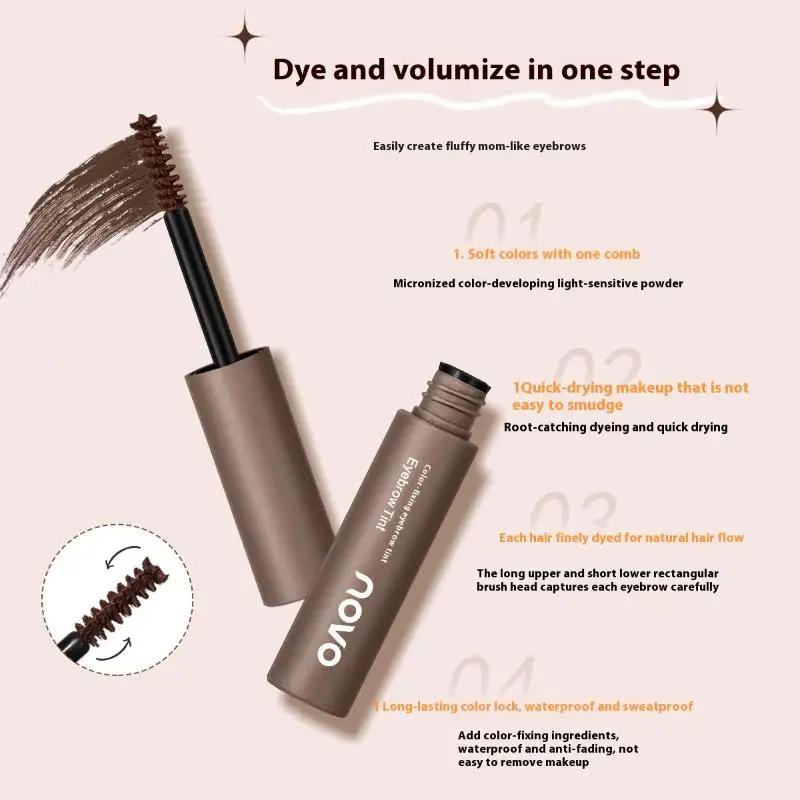 Creme de sobrancelha tingido líquido, de longa duração, à prova d'água, natural, marrom escuro, intensificador de sobrancelha, 4 cores, rímel cosmético